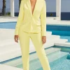 Oh Polly Women'S Clothing Sale - $65 And Under | Women'S Clothing Sale - $40 And Under^Down To Business High Waisted Trousers in Pastel Yellow