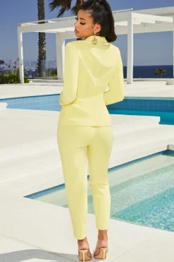 Oh Polly Women'S Clothing Sale - $65 And Under | Women'S Clothing Sale - $40 And Under^Down To Business High Waisted Trousers in Pastel Yellow
