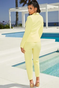 Oh Polly Women'S Clothing Sale - $65 And Under | Women'S Clothing Sale - $40 And Under^Down To Business High Waisted Trousers in Pastel Yellow