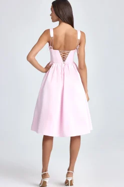 Oh Polly Wedding Guest | Satin Dresses^Draped Corset Midaxi Dress in Blush
