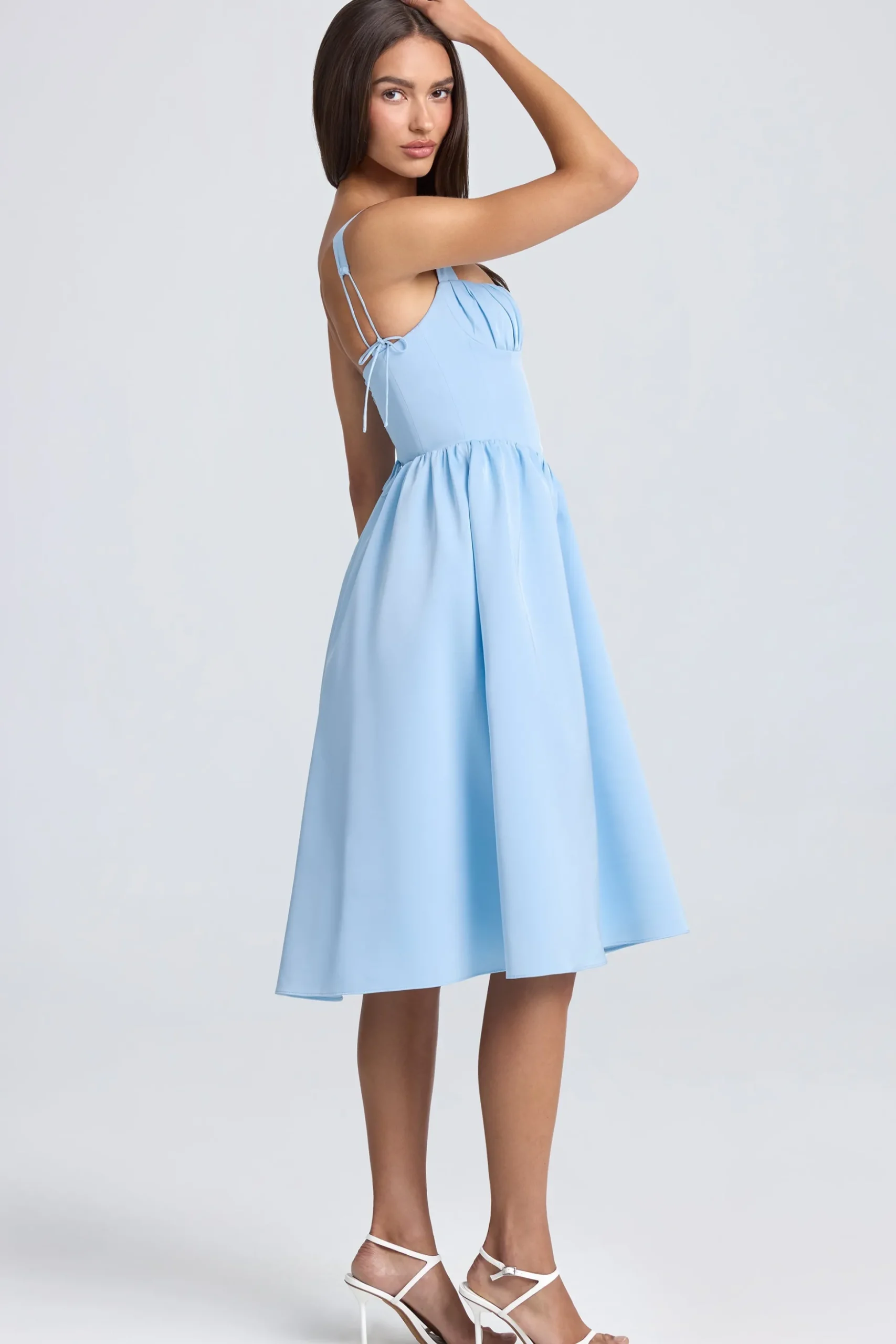 Oh Polly Wedding Guest^Draped Corset Midaxi Dress in Powder Blue PowderBlue