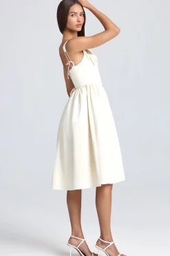 Oh Polly Bride To Be | Satin Dresses^Draped Corset Midaxi Dress in Ivory
