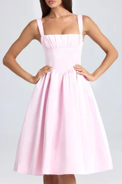 Oh Polly Wedding Guest | Satin Dresses^Draped Corset Midaxi Dress in Blush