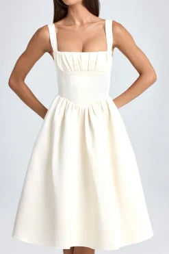 Oh Polly Bride To Be | Satin Dresses^Draped Corset Midaxi Dress in Ivory
