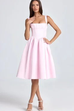 Oh Polly Wedding Guest | Satin Dresses^Draped Corset Midaxi Dress in Blush