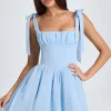 Oh Polly Wedding Guest^Draped Corset Mini Dress in Powder Blue PowderBlue