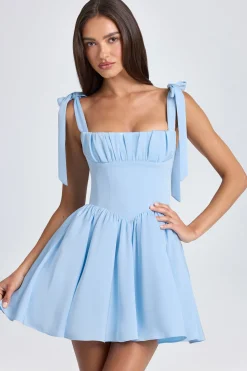 Oh Polly Wedding Guest^Draped Corset Mini Dress in Powder Blue PowderBlue