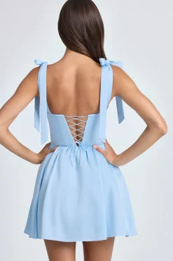 Oh Polly Wedding Guest^Draped Corset Mini Dress in Powder Blue PowderBlue