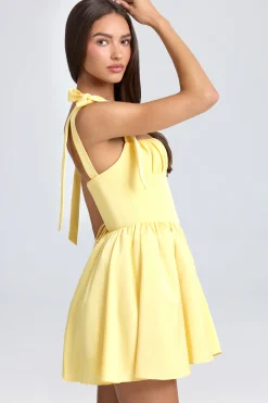 Oh Polly Wedding Guest | Satin Dresses^Draped Corset Mini Dress in Lemon Sherbet LemonSherbet