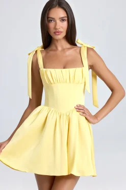 Oh Polly Wedding Guest | Satin Dresses^Draped Corset Mini Dress in Lemon Sherbet LemonSherbet