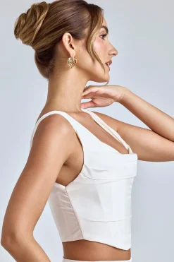 Oh Polly Tops | Bride To Be^Draped Cowl Corset in White