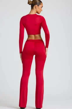 Oh Polly Women'S Clothing Sale - $65 And Under | Women'S Clothing Sale - $40 And Under^Draped Detail Straight Leg Trousers in Fire Red FireRed