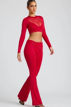 Oh Polly Women'S Clothing Sale - $65 And Under | Women'S Clothing Sale - $40 And Under^Draped Detail Straight Leg Trousers in Fire Red FireRed