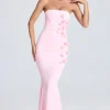 Oh Polly Wedding Guest | Homecoming Dresses^Draped Floral-Appliqué Maxi Dress in Blush