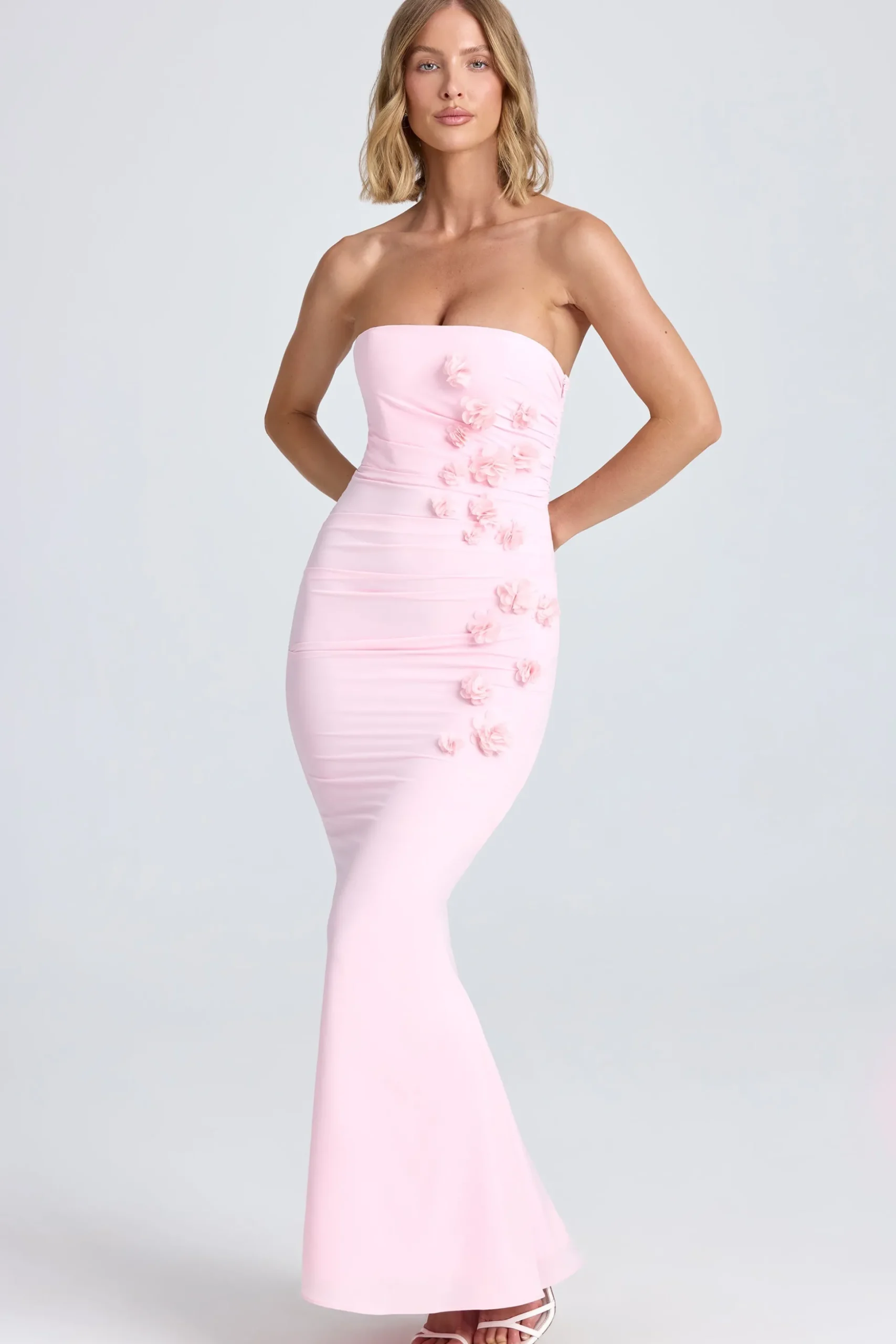 Oh Polly Wedding Guest | Homecoming Dresses^Draped Floral-Appliqué Maxi Dress in Blush