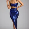Oh Polly Women'S Clothing Sale - $65 And Under | Party Dresses^Draped Metallic Jersey Maxi Dress in Electric Blue ElectricBlue