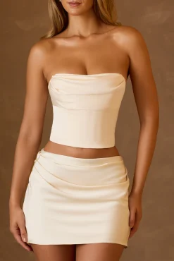 Oh Polly Skirts & Skorts | Bottoms^Draped Mid-Rise Mini Skirt in Ivory