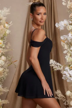 Oh Polly Women'S Clothing Sale - $65 And Under^Draped Neck A-Line Mini Dress in Black