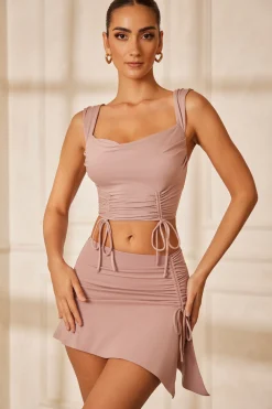 Oh Polly Skirts & Skorts | Co-Ords^Drawstring Asymmetric Mini Skirt in Mauve