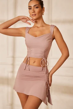 Oh Polly Skirts & Skorts | Co-Ords^Drawstring Asymmetric Mini Skirt in Mauve