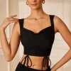 Oh Polly Women'S Clothing Sale - $65 And Under | Women'S Clothing Sale - $40 And Under^Drawstring Crop Top in Black