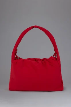 Oh Polly Gym Accessories^Drawstring Puffer Tote Bag in Cherry Red CherryRed
