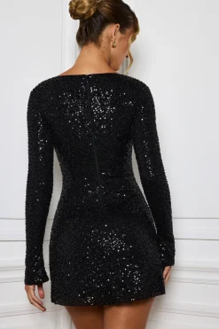 Oh Polly Party Dresses | Night Out^Embellished A-Line Mini Dress in Black