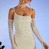 Oh Polly Party Dresses | Bride To Be^Embellished Asymmetric Corset Mini Dress in Ivory