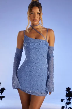 Oh Polly Party Dresses | Birthday^Embellished Asymmetric Corset Mini Dress in Light Blue LightBlue