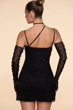 Oh Polly Party Dresses | Birthday^Embellished Asymmetric Corset Mini Dress in Black