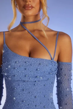 Oh Polly Party Dresses | Birthday^Embellished Asymmetric Corset Mini Dress in Light Blue LightBlue