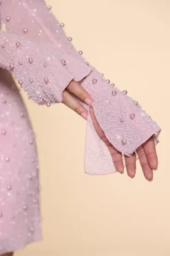 Oh Polly Party Dresses | Birthday^Embellished Asymmetric Corset Mini Dress in Blush