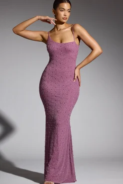 Oh Polly Wedding Guest | Party Dresses^Embellished Asymmetric Maxi Dress in Grape