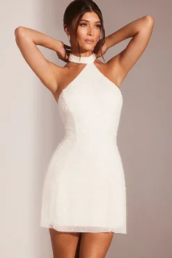 Oh Polly Party Dresses | Bride To Be^Embellished Asymmetric Neck A-Line Mini Dress in White
