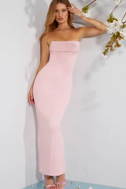 Oh Polly Party Dresses | Homecoming Dresses^Embellished Bandeau Cowl Neck Maxi Dress in Blush