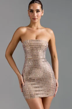 Oh Polly Party Dresses | Homecoming Dresses^Embellished Bandeau Mini Dress in Almond