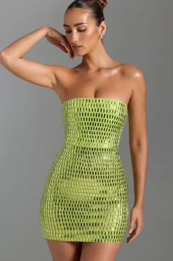 Oh Polly Party Dresses | Night Out^Embellished Bandeau Mini Dress in Pear Green PearGreen