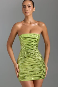Oh Polly Party Dresses | Night Out^Embellished Bandeau Mini Dress in Pear Green PearGreen