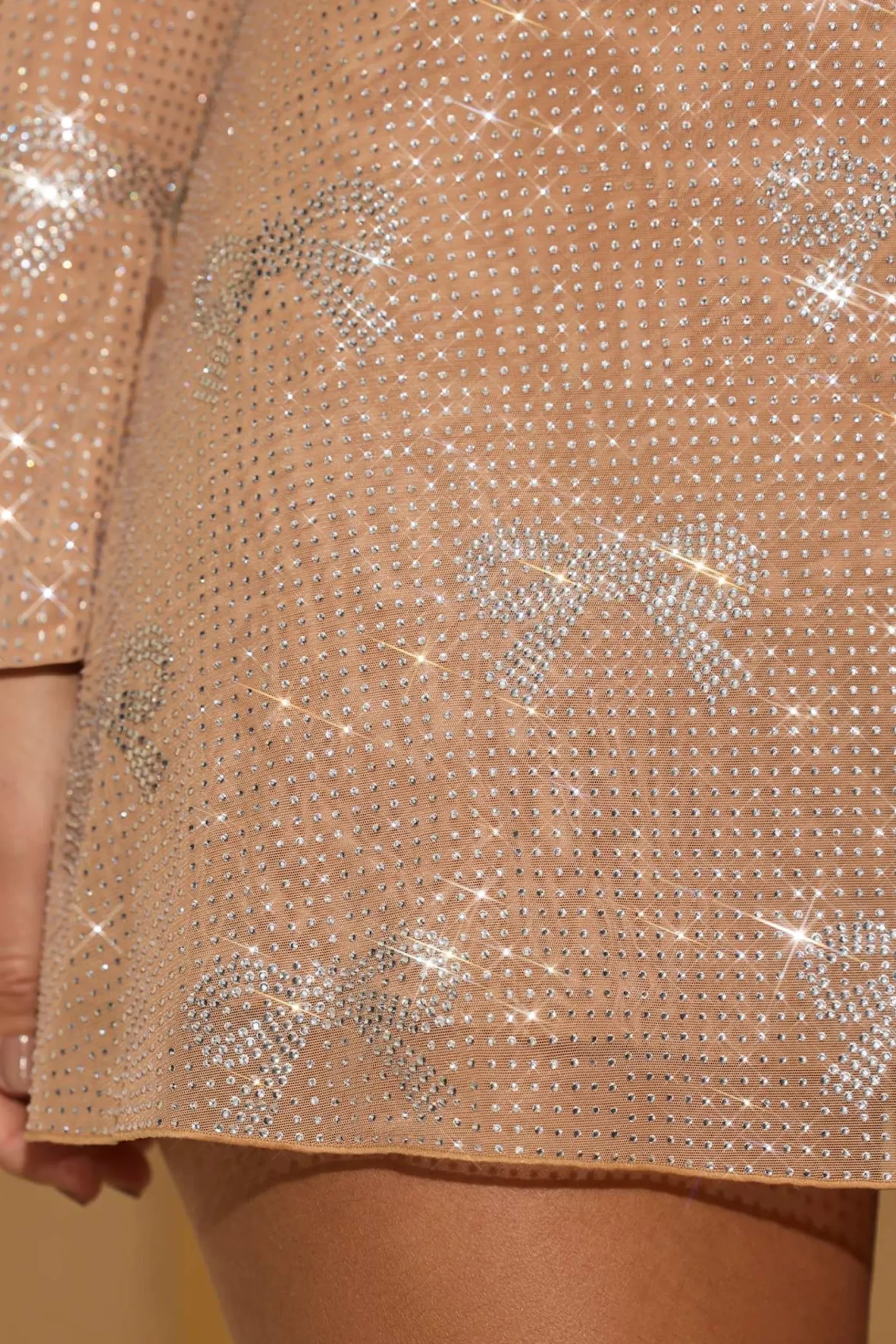 Oh Polly Tops^Embellished Bow-Detail Top in Almond