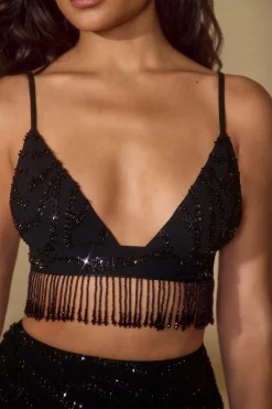 Oh Polly Women'S Clothing Sale - $65 And Under | Women'S Clothing Sale - $40 And Under^Embellished Bra Top in Black