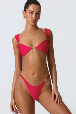 Oh Polly Bikini Sets | Bikini Bottoms^Embellished Cheeky Bikini Bottoms in Raspberry Pink RaspberryPink
