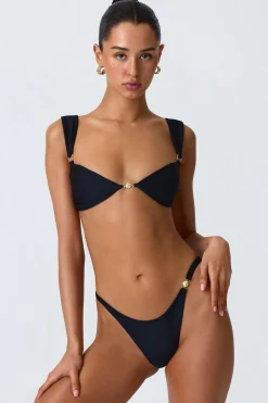 Oh Polly Bikini Sets | Bikini Bottoms^Embellished Cheeky Bikini Bottoms in Black