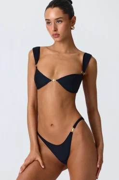 Oh Polly Bikini Sets | Bikini Bottoms^Embellished Cheeky Bikini Bottoms in Black
