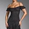 Oh Polly Women'S Clothing Sale - $65 And Under | Party Dresses^Embellished Cold Shoulder Mini Dress in Black