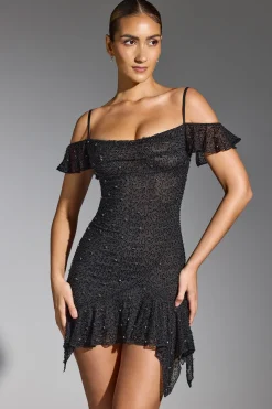 Oh Polly Women'S Clothing Sale - $65 And Under | Party Dresses^Embellished Cold Shoulder Mini Dress in Black