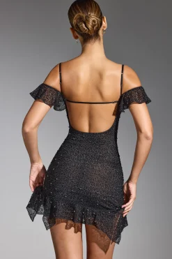 Oh Polly Women'S Clothing Sale - $65 And Under | Party Dresses^Embellished Cold Shoulder Mini Dress in Black
