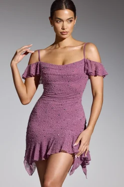 Oh Polly Women'S Clothing Sale - $65 And Under | Party Dresses^Embellished Cold Shoulder Mini Dress in Grape