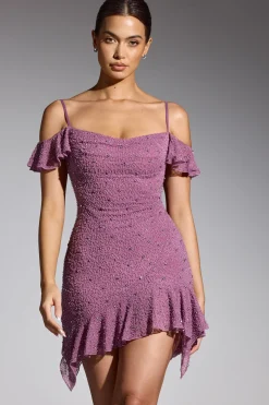 Oh Polly Women'S Clothing Sale - $65 And Under | Party Dresses^Embellished Cold Shoulder Mini Dress in Grape