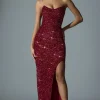 Oh Polly Holiday Party Dresses & Outfits^Embellished Corset Gown in Red