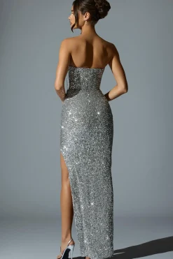 Oh Polly Holiday Party Dresses & Outfits^Embellished Corset Gown in Silver